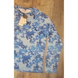 Robert Graham Mens Blue Camo Rash Guard UPF 50+ Swim Shirt SMRG114 NWT Large